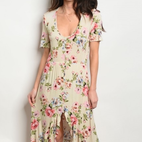 RESTOCKED! Floral high low maxi dress - Picture 2 of 7